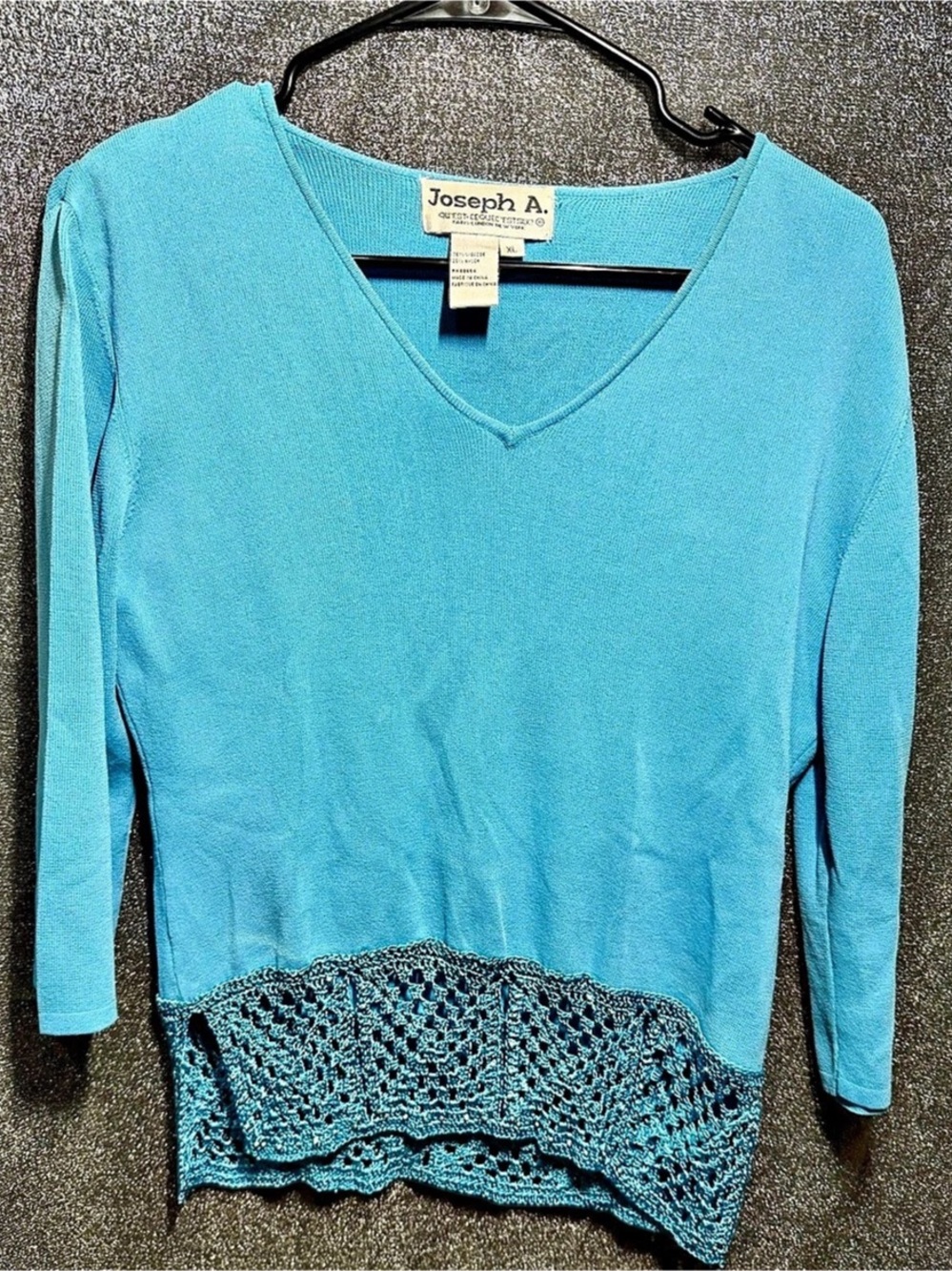 Joseph A. Blue Lace Hem Long Sleeve Tunic XL